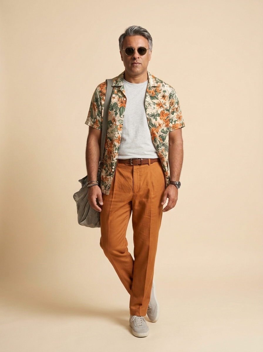 Floral print cotton shirt