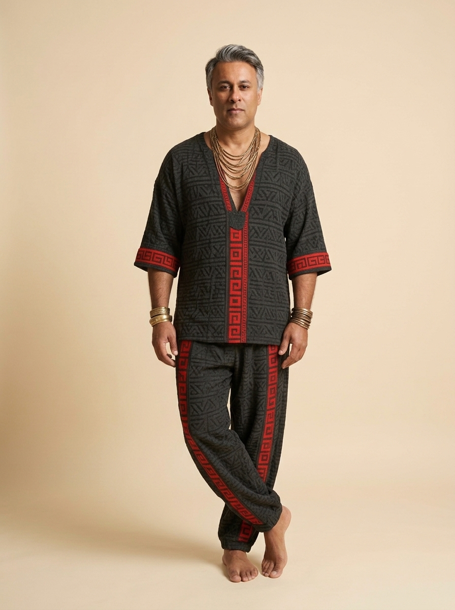 Charcoal patterned linen set